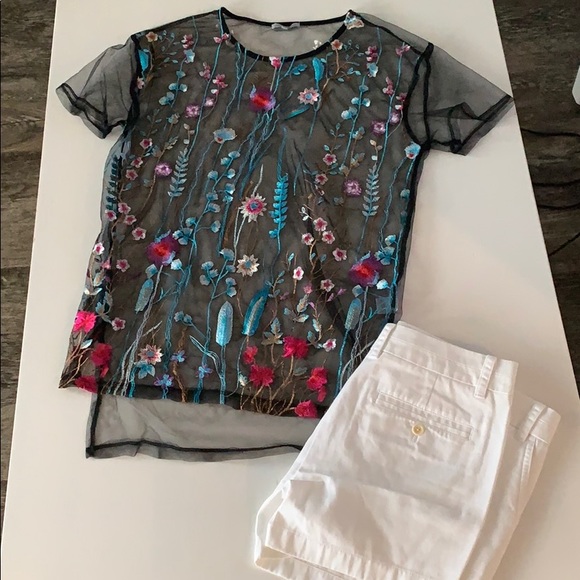 Charlotte Russe Tops - Sheer Embroidered Top